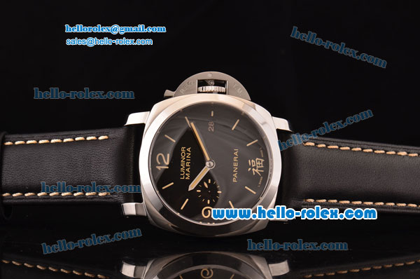 Panerai Luminor Marina Fu Swiss Valjoux 7750-CHG Automatic Steel Case with Yellow Stick Markers and Black Dial 1:1 Original - Click Image to Close